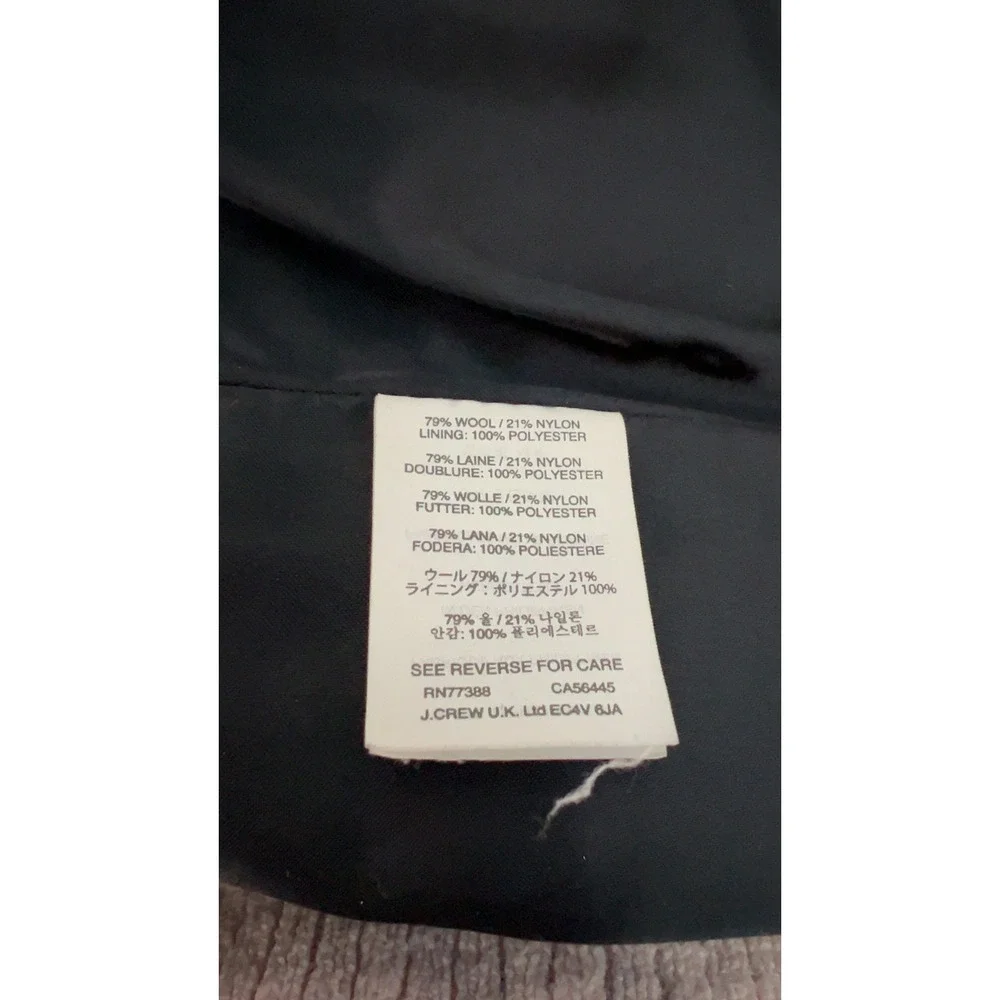 J. Crew Navy Wool PeaCoat Stadium‎ Cloth by Nello Gori SZ: 0P - Picture 8 of 12